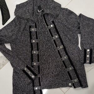 White House Black Market Black and Gray Cardigan